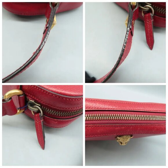 100% Authentic GUCCI Animalier Red Leather Shoulder Bag 571-091024 - Picture 7 of 12